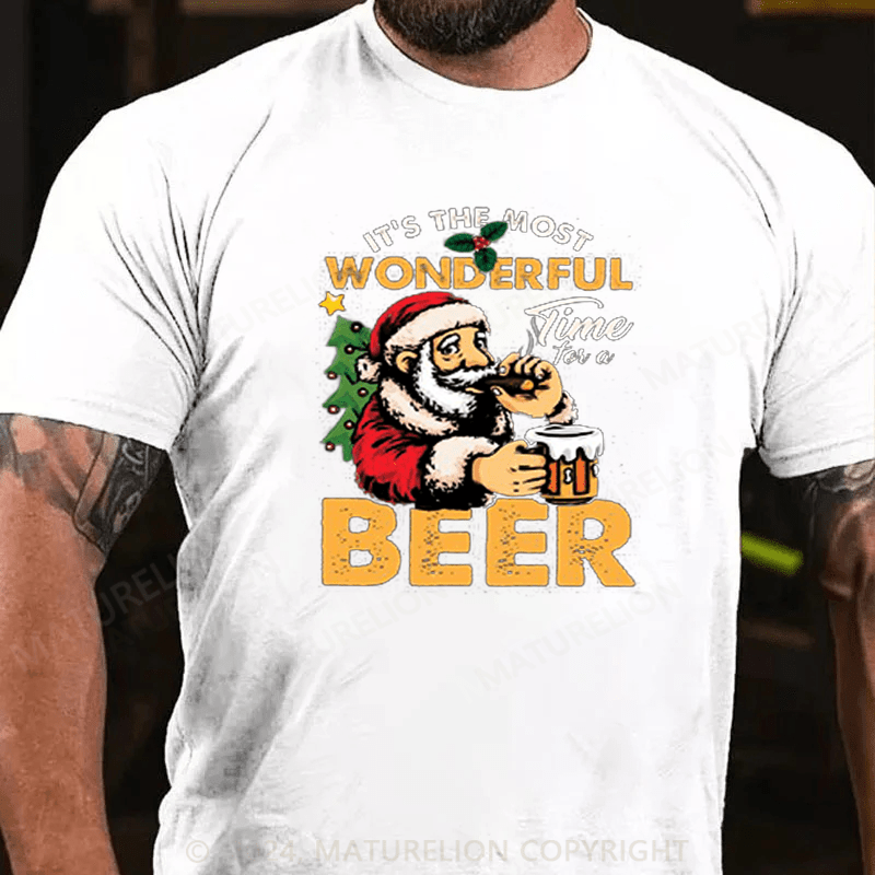 Maturelion  Christmas T-Shirt It’s The Most Wonderful Time For A Beer T-Shirt