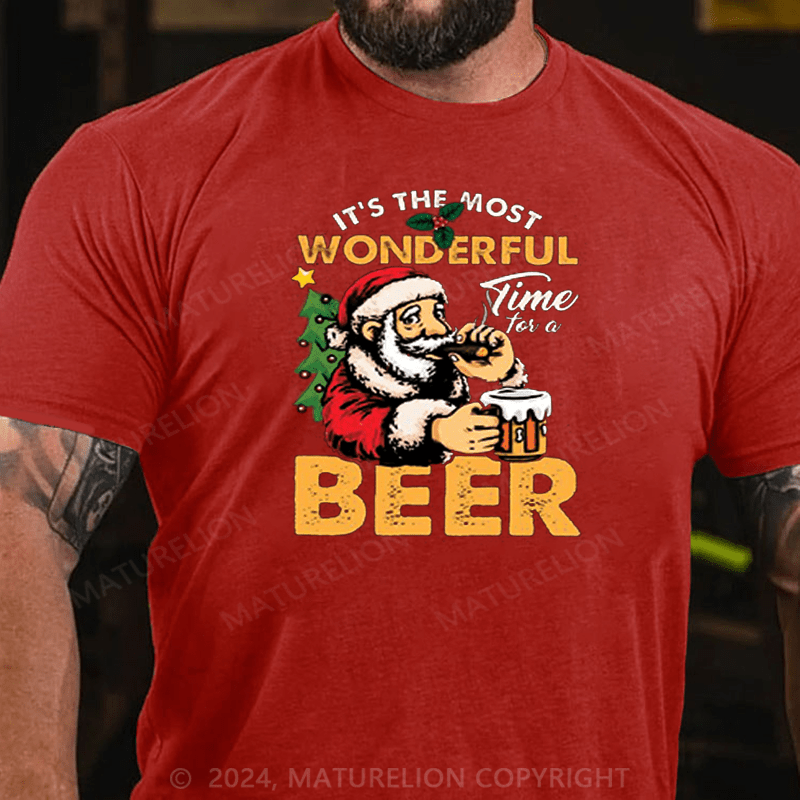 Maturelion  Christmas T-Shirt It’s The Most Wonderful Time For A Beer T-Shirt