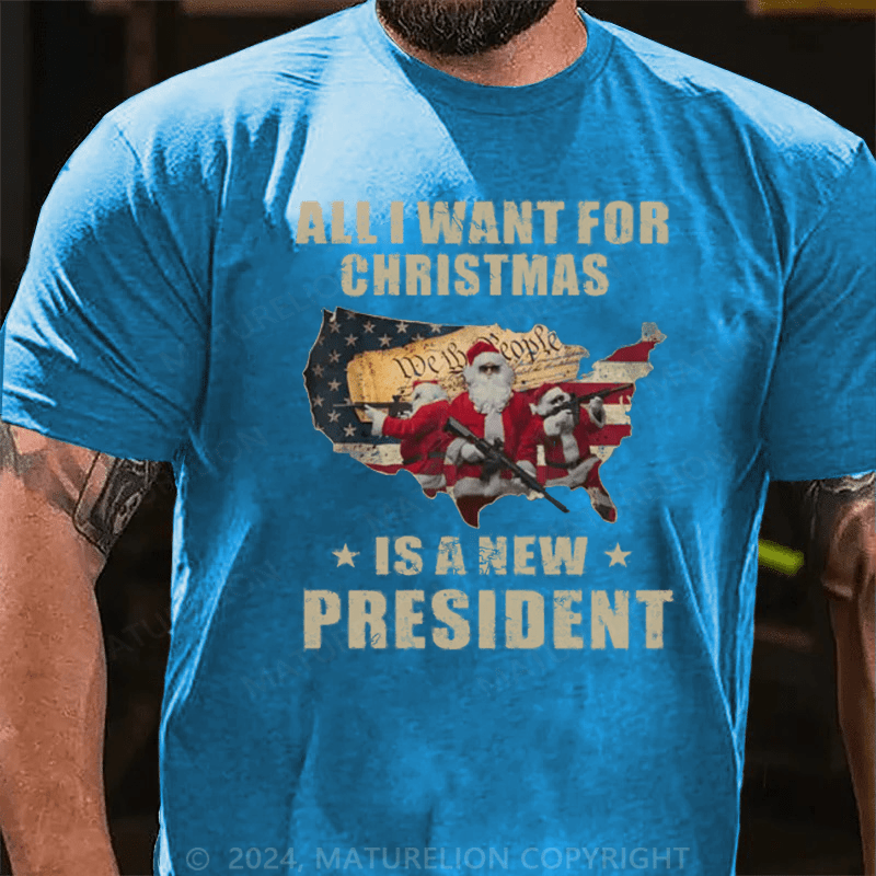 Matuerlion Christmas T-Shirt I Want for Christmas Is a New President Novelty T-Shirt
