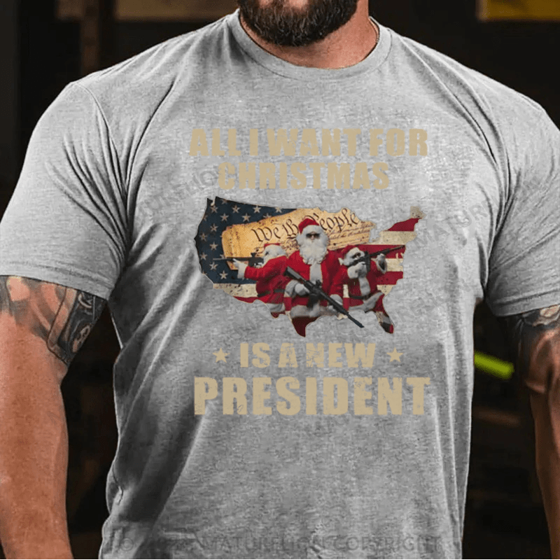 Matuerlion Christmas T-Shirt I Want for Christmas Is a New President Novelty T-Shirt