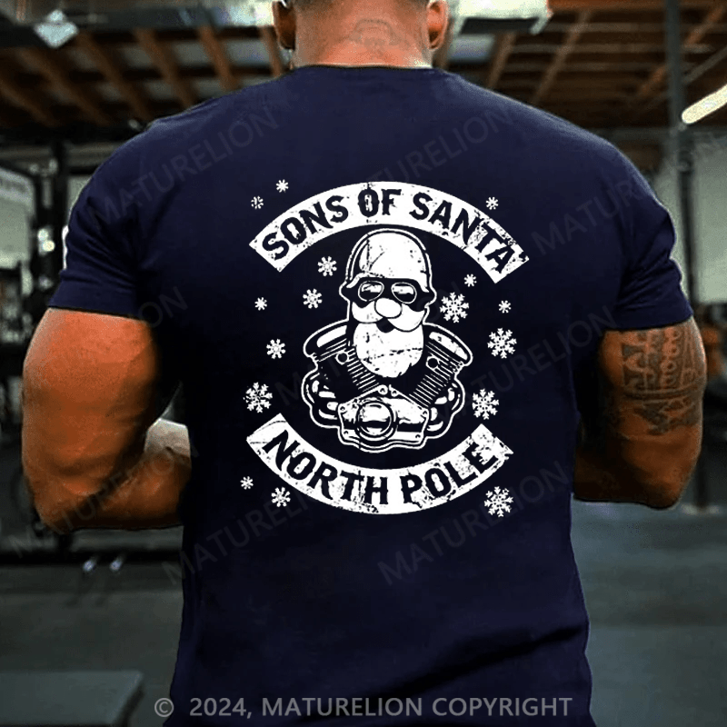 Maturelion Sons Of Santa Claus North Pole Chapter Biker Christmas T-shirt
