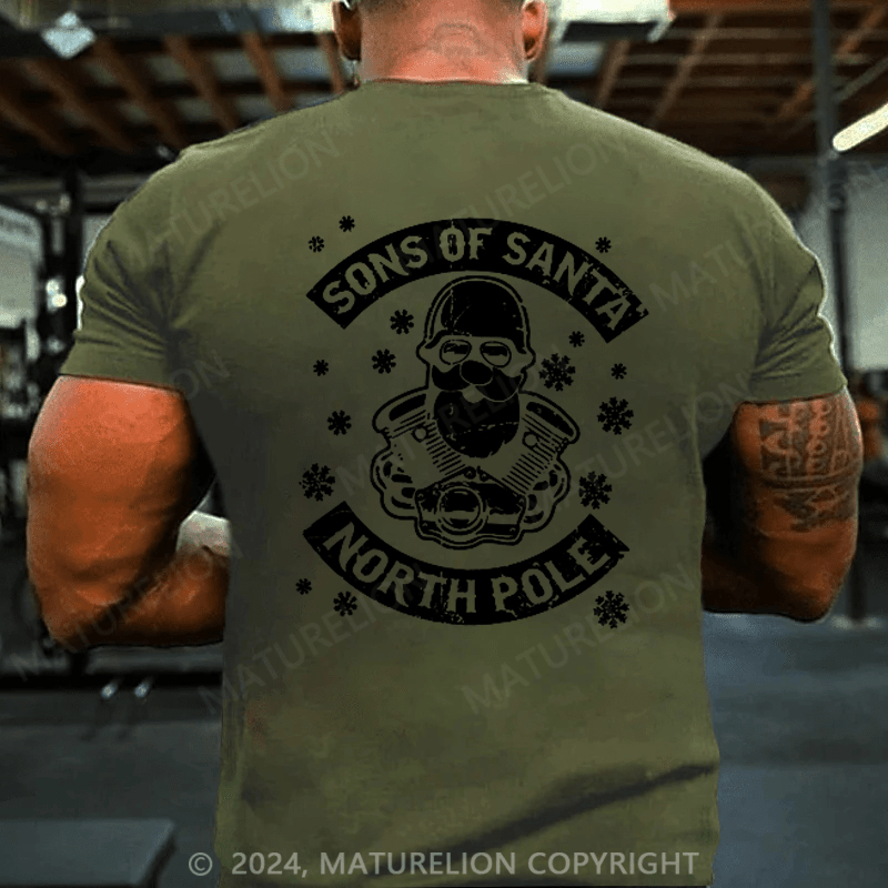 Maturelion Sons Of Santa Claus North Pole Chapter Biker Christmas T-shirt