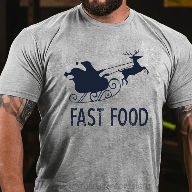 Maturelion Christmas T-Shirt Fast Food Funny Men Hunting Cotton T-shirt