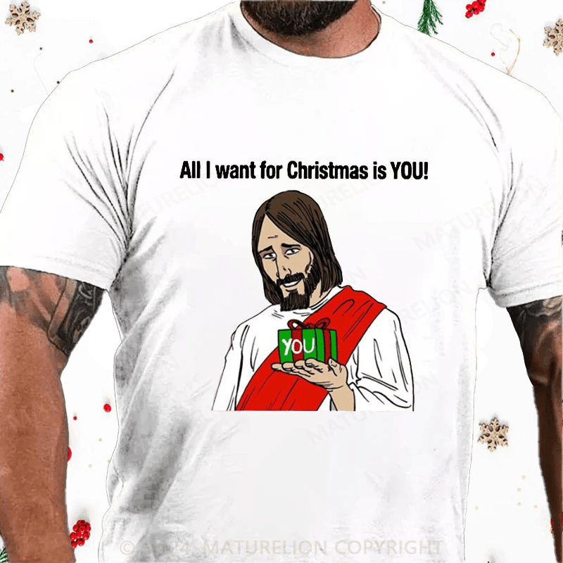 Matuerlion Christmas T-Shirt All I Want For Christmas Is You Jesus T-Shirt