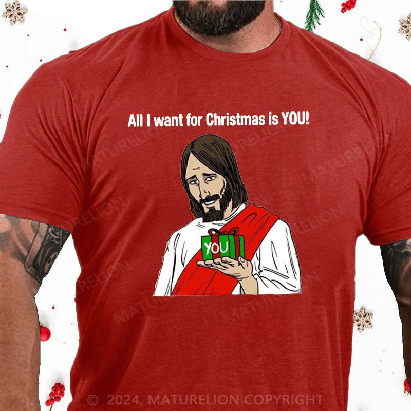 Matuerlion Christmas T-Shirt All I Want For Christmas Is You Jesus T-Shirt