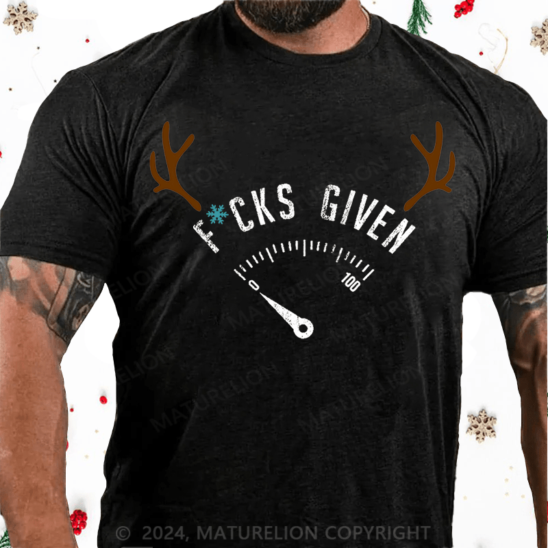Matuerlion Christmas T-Shirt Fcks Given Cotton T-shirt