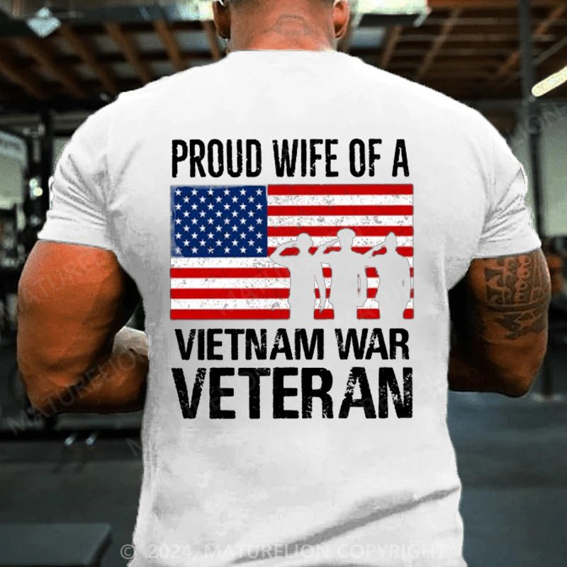 Maturelion Men's T-Shirt USA Flag Soldier Proud Granddaughter Of A Vietnam Veteran T-Shirt