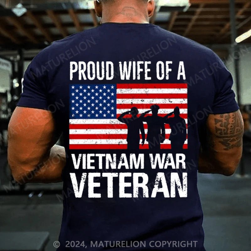 Maturelion Men's T-Shirt USA Flag Soldier Proud Granddaughter Of A Vietnam Veteran T-Shirt