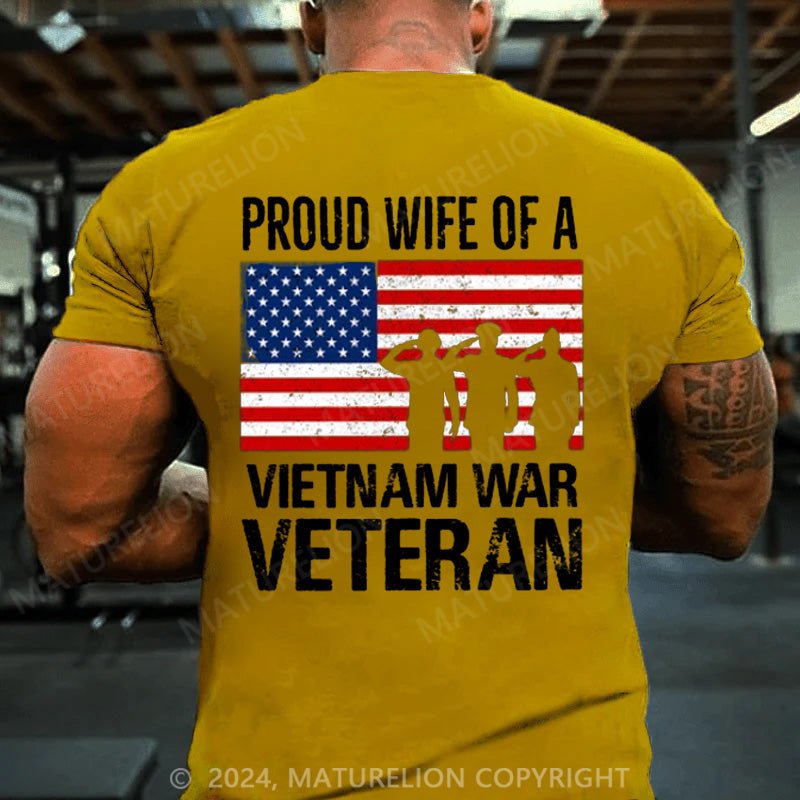 Maturelion Men's T-Shirt USA Flag Soldier Proud Granddaughter Of A Vietnam Veteran T-Shirt