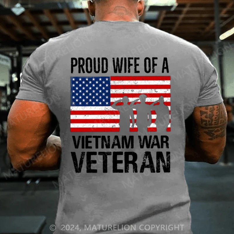 Maturelion Men's T-Shirt USA Flag Soldier Proud Granddaughter Of A Vietnam Veteran T-Shirt