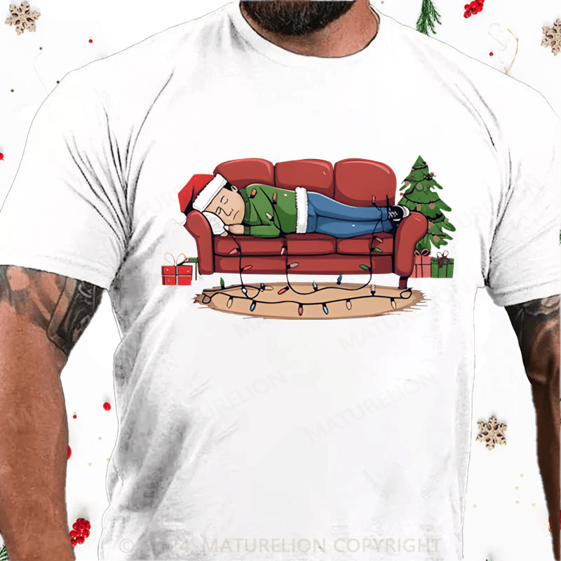 Maturelion Christmas T-Shirt Work from Home Station Graphic Print Comfort T-Shirt