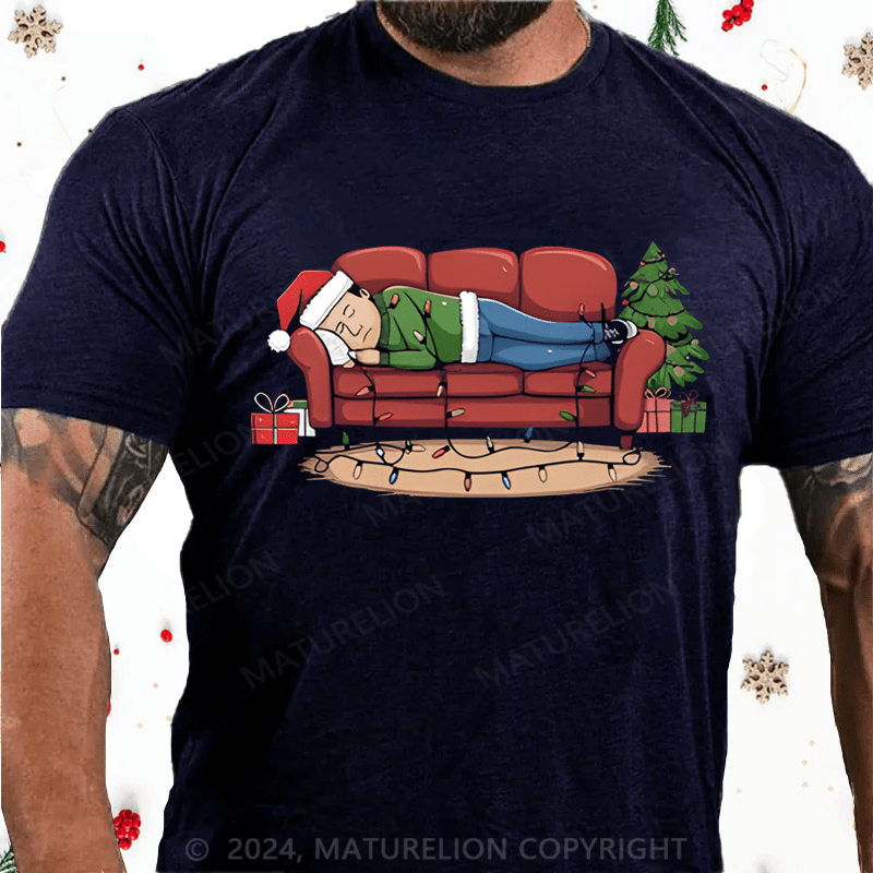 Maturelion Christmas T-Shirt Work from Home Station Graphic Print Comfort T-Shirt