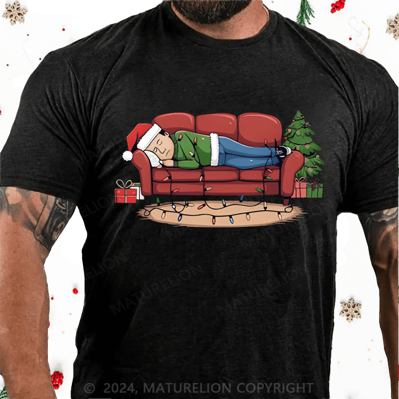 Maturelion Christmas T-Shirt Work from Home Station Graphic Print Comfort T-Shirt