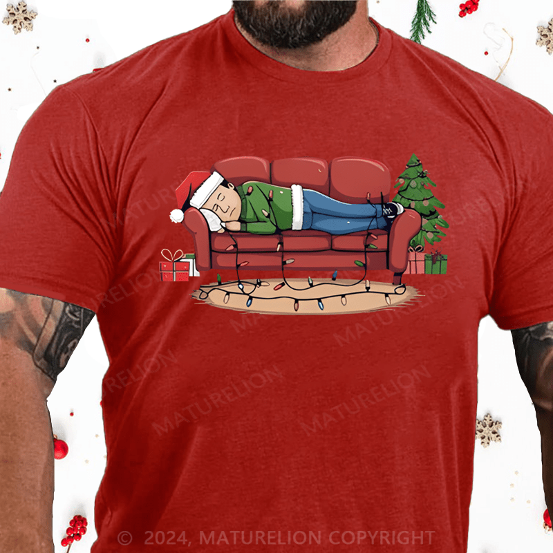 Maturelion Christmas T-Shirt Work from Home Station Graphic Print Comfort T-Shirt