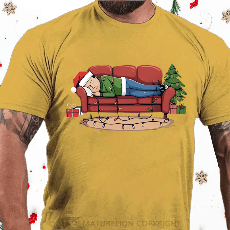 Maturelion Christmas T-Shirt Work from Home Station Graphic Print Comfort T-Shirt