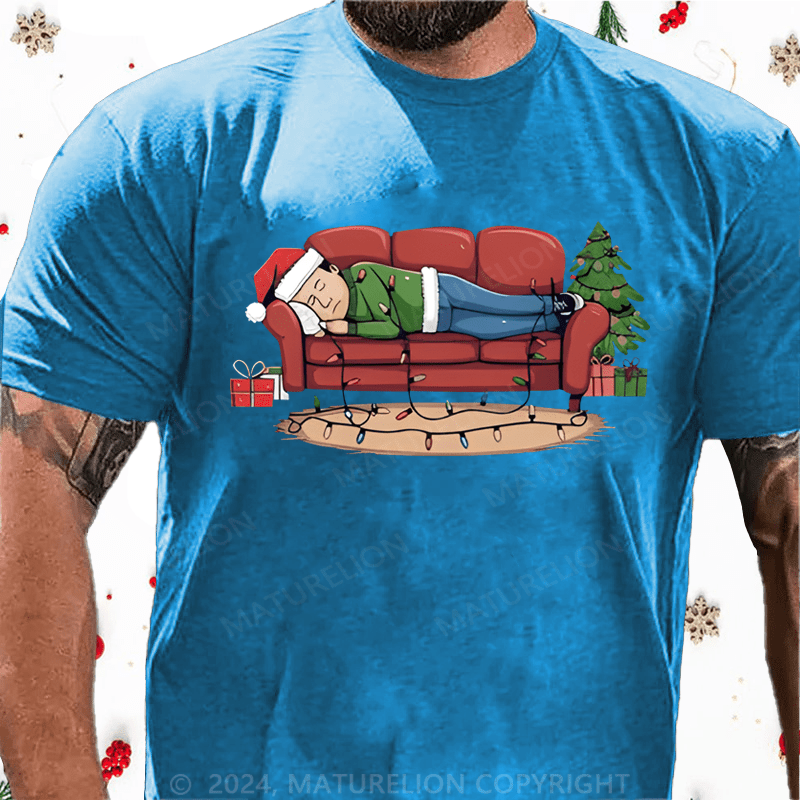 Maturelion Christmas T-Shirt Work from Home Station Graphic Print Comfort T-Shirt