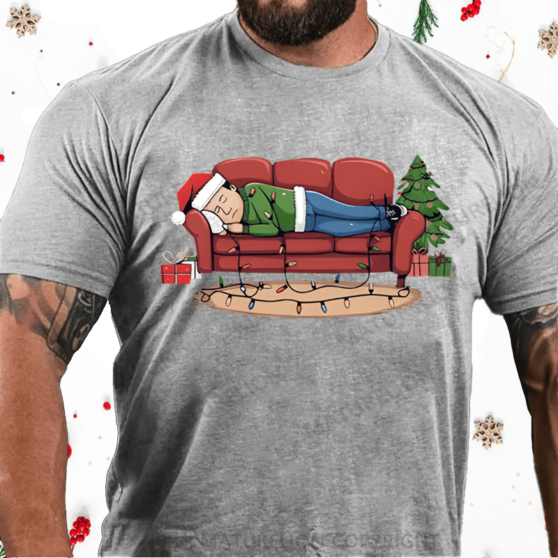 Maturelion Christmas T-Shirt Work from Home Station Graphic Print Comfort T-Shirt