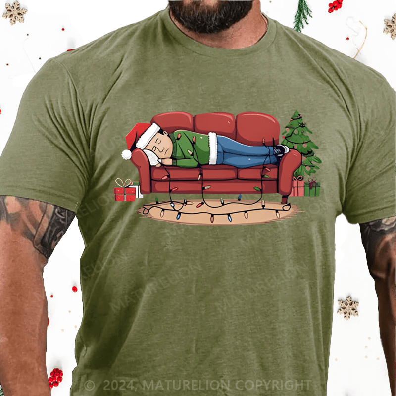 Maturelion Christmas T-Shirt Work from Home Station Graphic Print Comfort T-Shirt