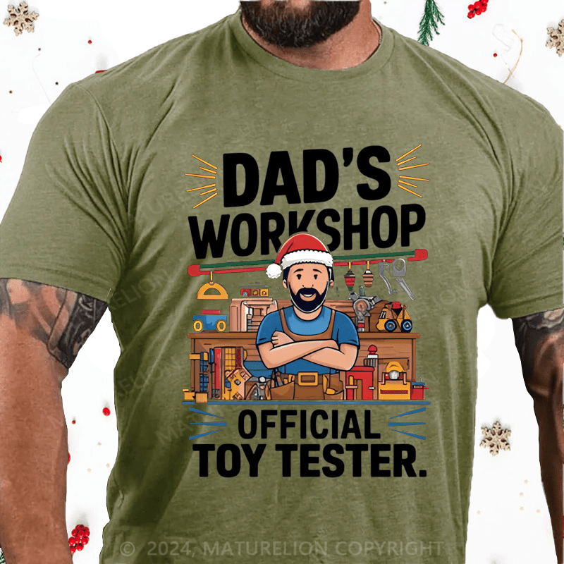 Maturelion Christmas T-Shirt Dad's Workshop T-Shirt