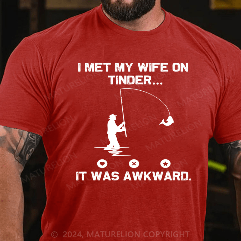 Maturelion Men's T-Shirt I Fish Because My Wife Wont Follow Me There Funny Fishing T-Shirt