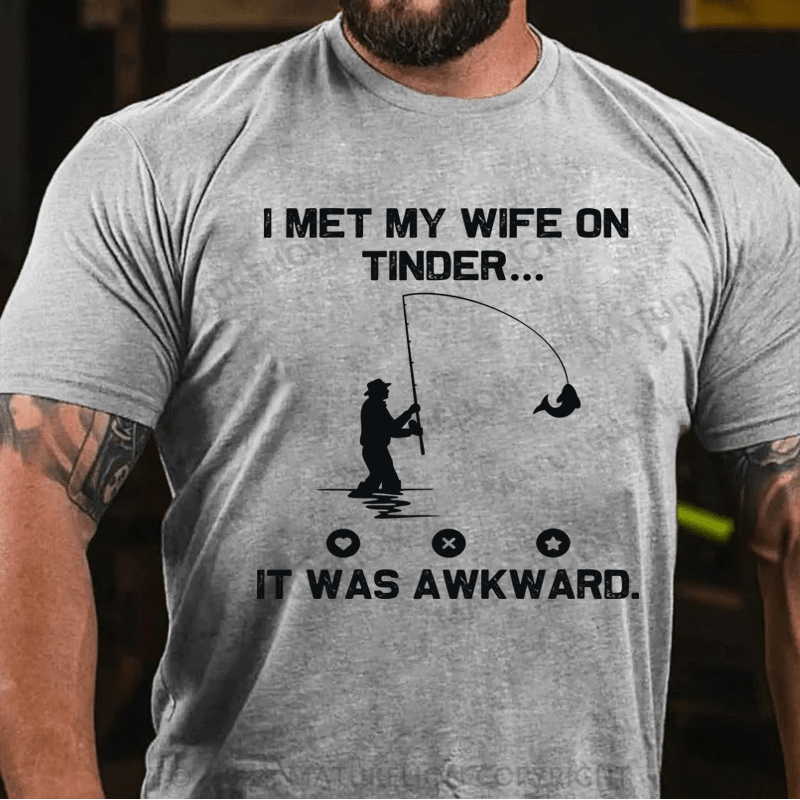 Maturelion Men's T-Shirt I Fish Because My Wife Wont Follow Me There Funny Fishing T-Shirt
