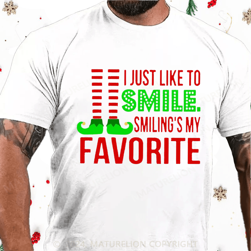 Maturelion Christmas T-Shirt Smiling’s My Favorite Cotton T-Shirt
