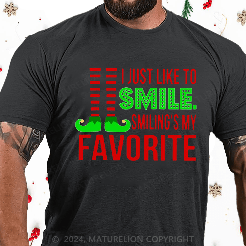 Maturelion Christmas T-Shirt Smiling’s My Favorite Cotton T-Shirt