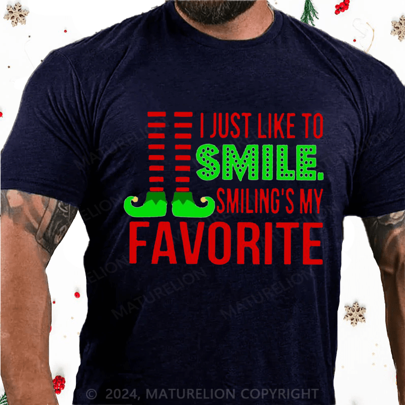 Maturelion Christmas T-Shirt Smiling’s My Favorite Cotton T-Shirt