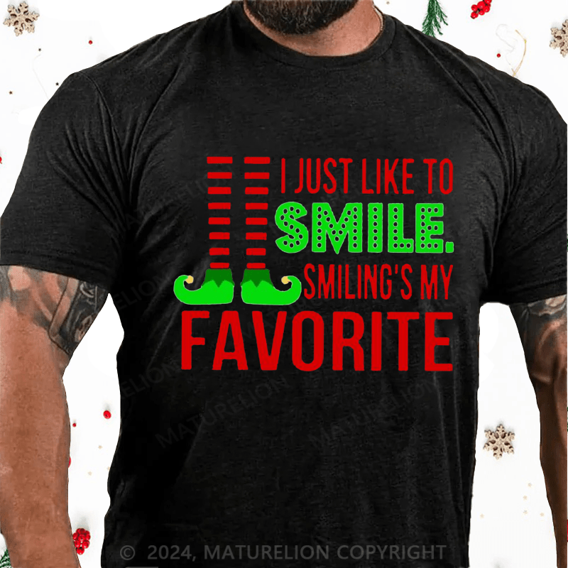 Maturelion Christmas T-Shirt Smiling’s My Favorite Cotton T-Shirt