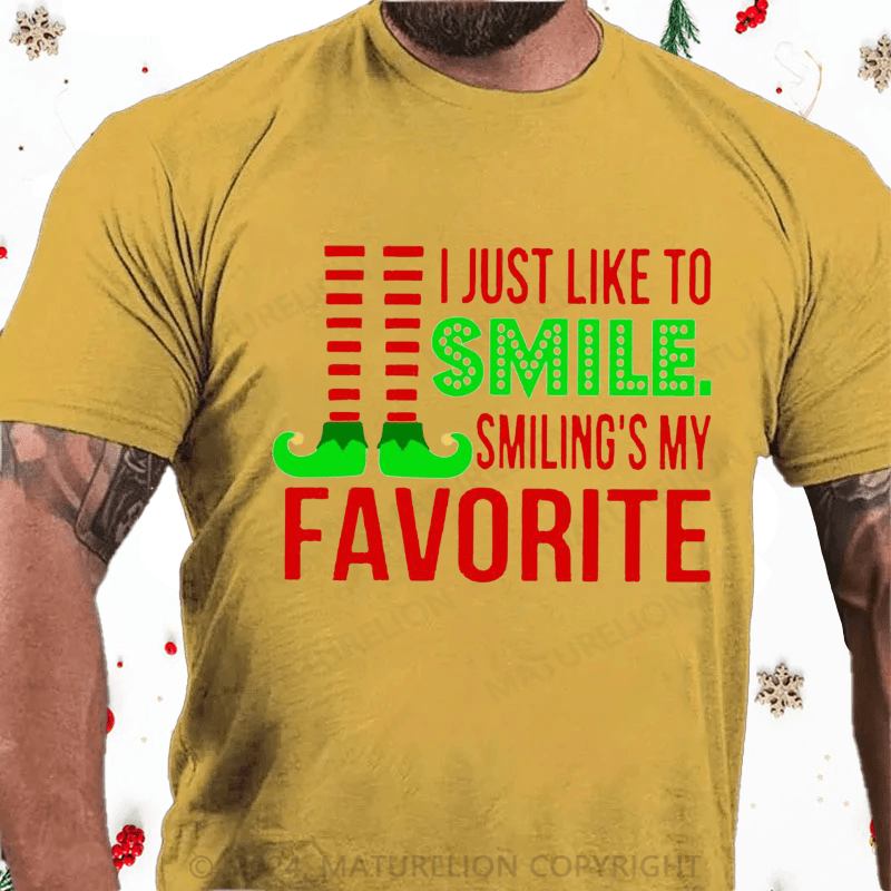 Maturelion Christmas T-Shirt Smiling’s My Favorite Cotton T-Shirt