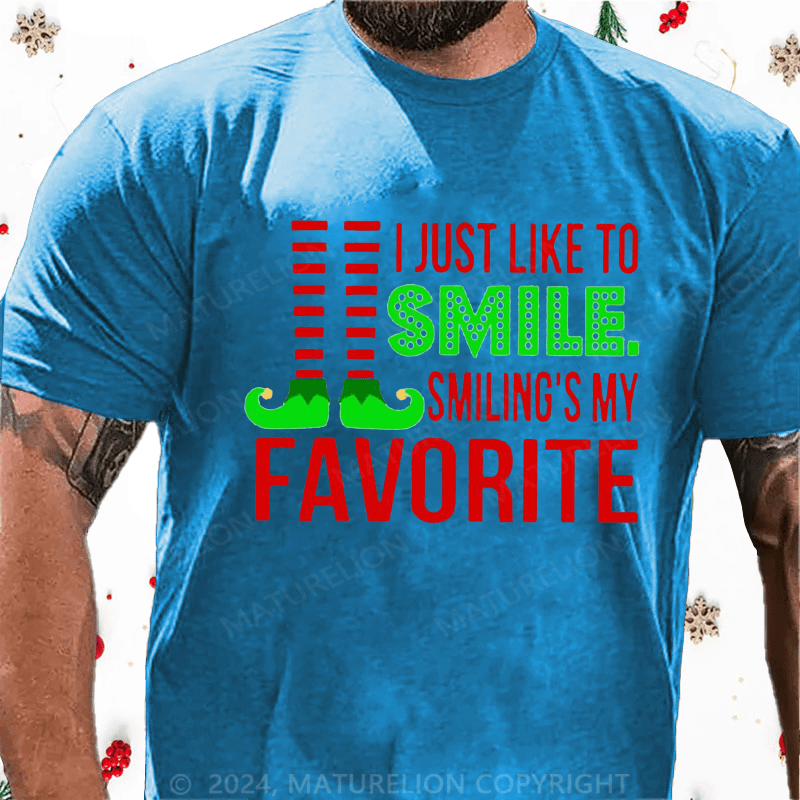 Maturelion Christmas T-Shirt Smiling’s My Favorite Cotton T-Shirt