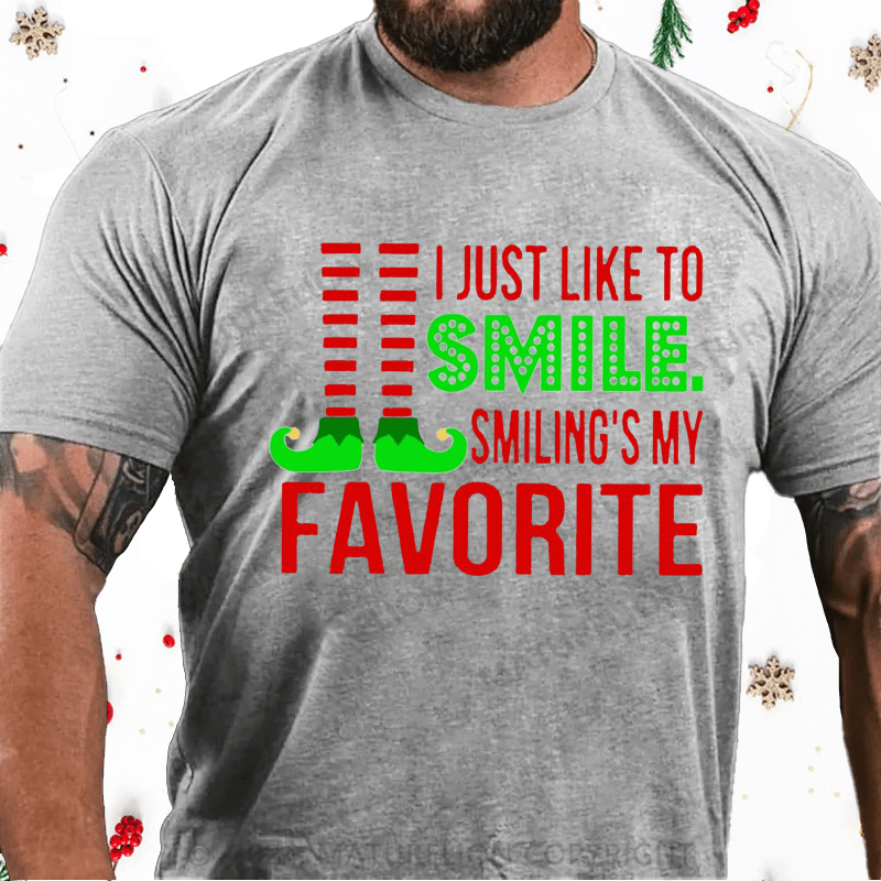 Maturelion Christmas T-Shirt Smiling’s My Favorite Cotton T-Shirt