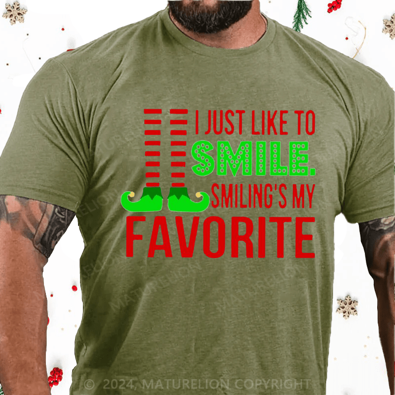 Maturelion Christmas T-Shirt Smiling’s My Favorite Cotton T-Shirt