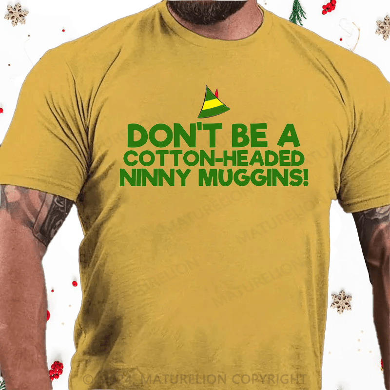 Maturelion Christmas T-Shirt Headed Ninny Muggins Cotton T-Shirt (Free Customization)