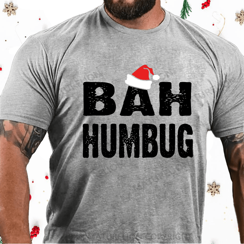 Maturelion Christmas T-Shirt Bah, Humbug Cotton T-Shirt (Free Customization)