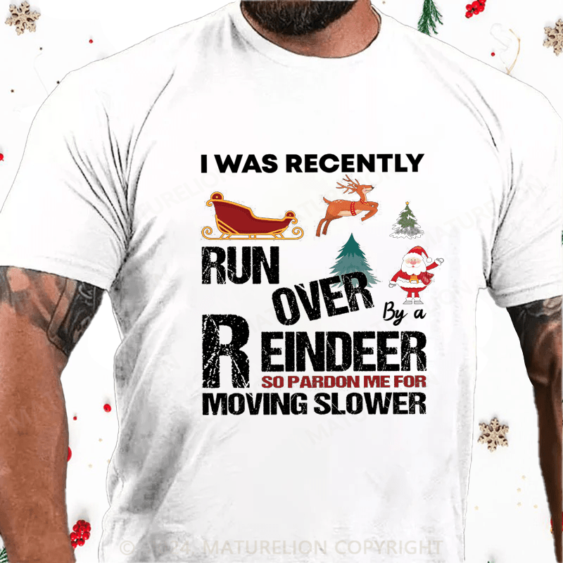 Maturelion Christmas T-Shirt Grandma Got Run Over by a Reindeer Cotton T-Shirt