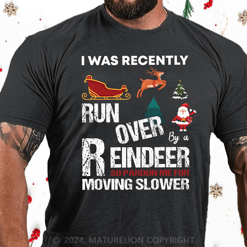 Maturelion Christmas T-Shirt Grandma Got Run Over by a Reindeer Cotton T-Shirt