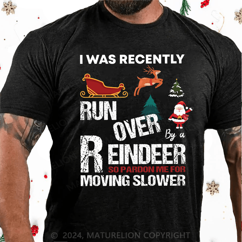 Maturelion Christmas T-Shirt Grandma Got Run Over by a Reindeer Cotton T-Shirt