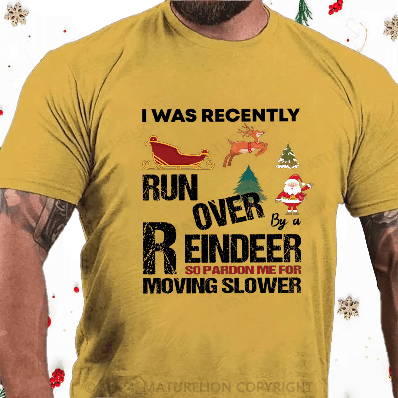 Maturelion Christmas T-Shirt Grandma Got Run Over by a Reindeer Cotton T-Shirt