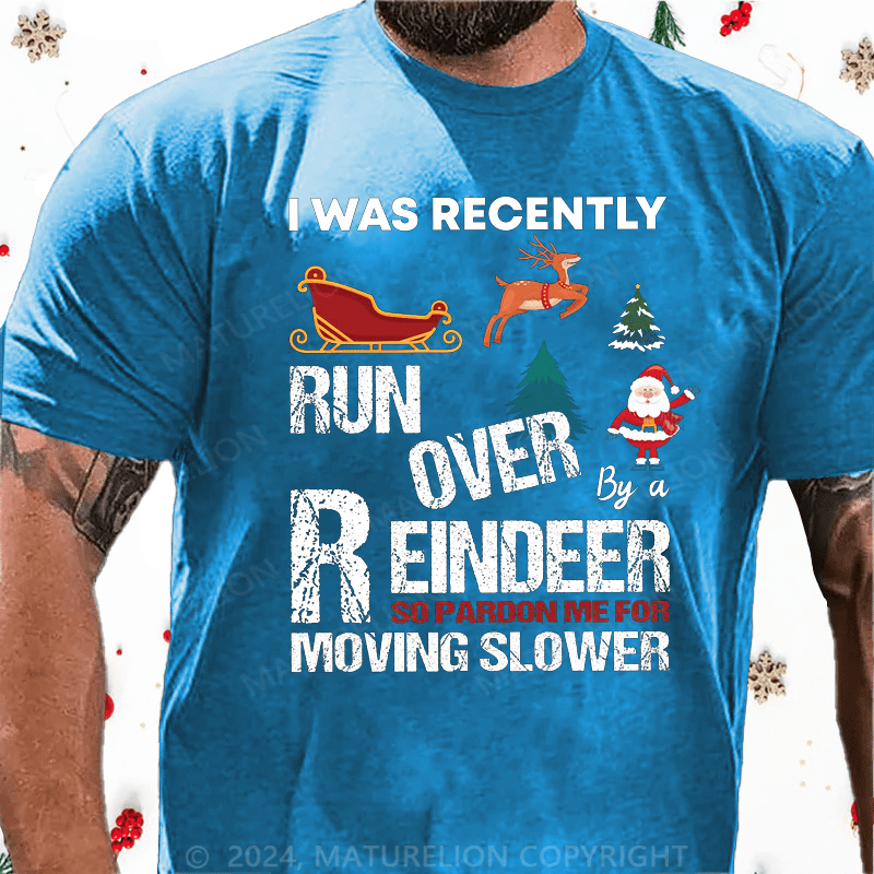Maturelion Christmas T-Shirt Grandma Got Run Over by a Reindeer Cotton T-Shirt