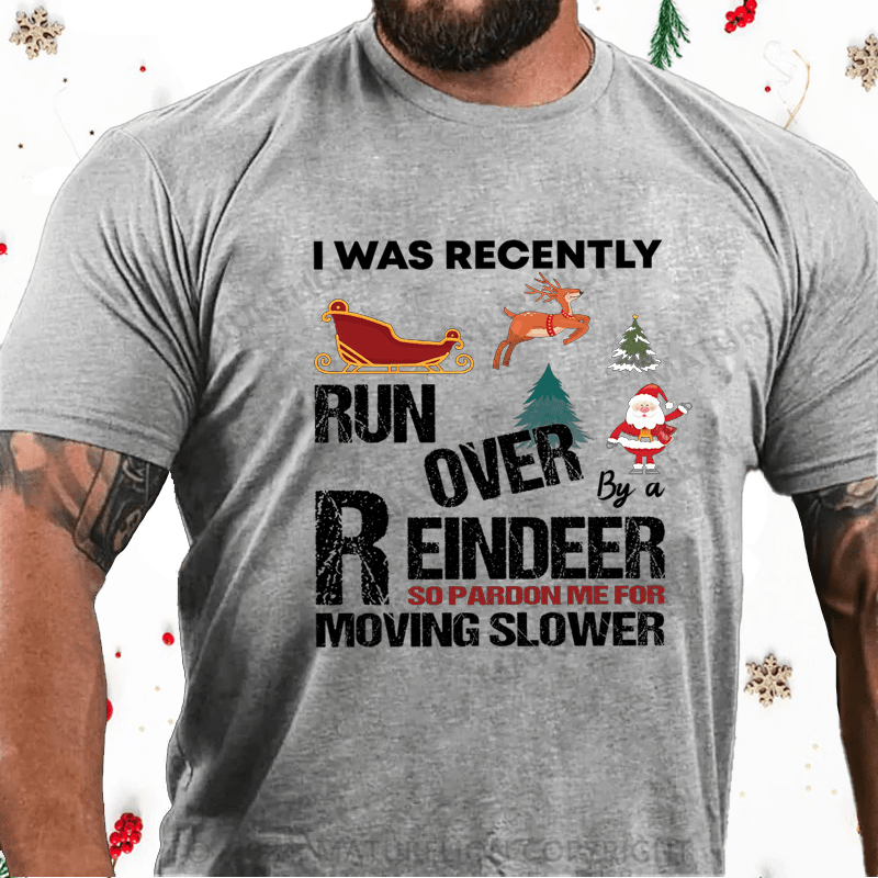 Maturelion Christmas T-Shirt Grandma Got Run Over by a Reindeer Cotton T-Shirt