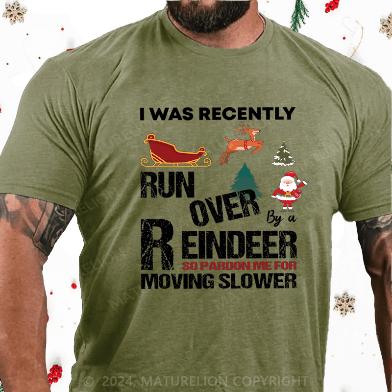 Maturelion Christmas T-Shirt Grandma Got Run Over by a Reindeer Cotton T-Shirt