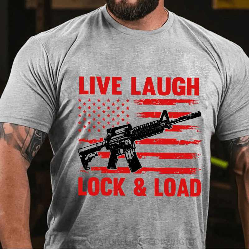 Maturelion Men's T-Shirt Live Laugh Lock & Load Cotton T-Shirt