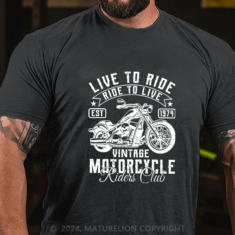 Maturelion Men's T-Shirt Live To Ride Cotton T-Shirt