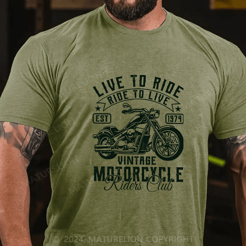 Maturelion Men's T-Shirt Live To Ride Cotton T-Shirt