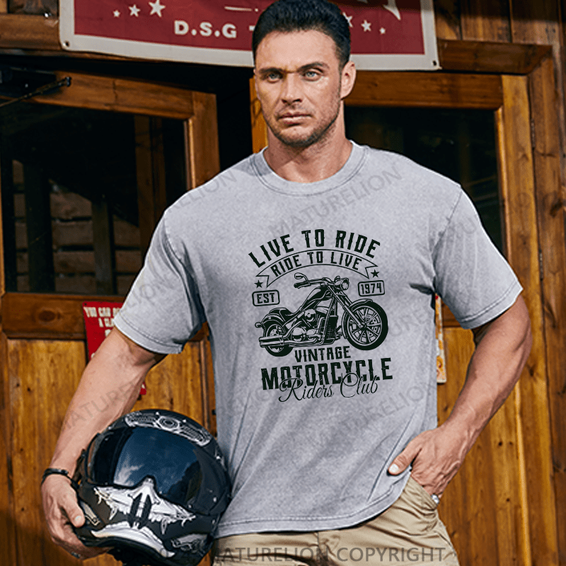 Maturelion Men's T-Shirt Live To Ride Cotton T-Shirt
