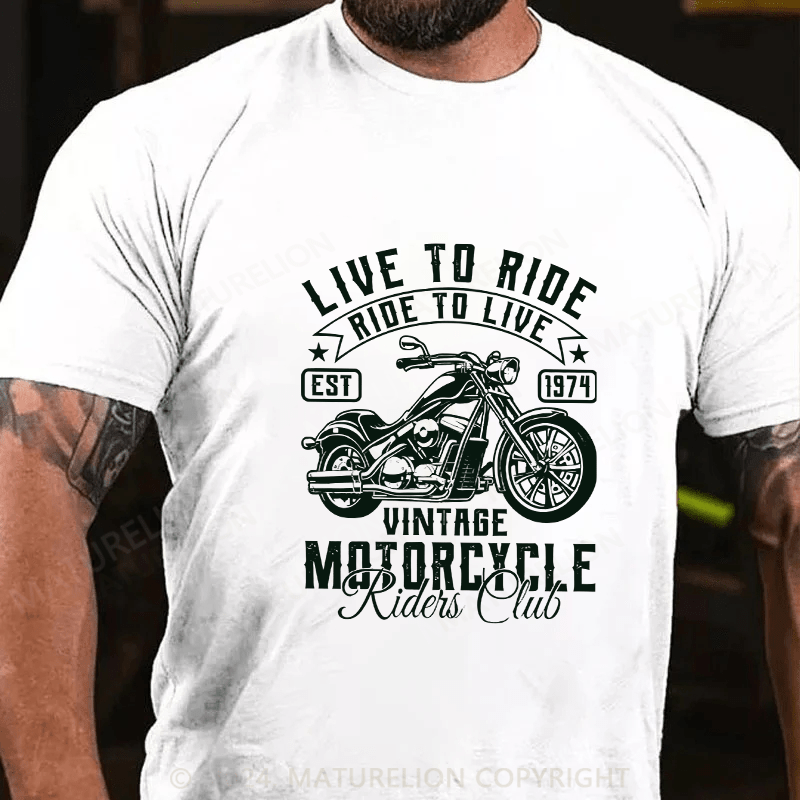 Maturelion Men's T-Shirt Live To Ride Cotton T-Shirt