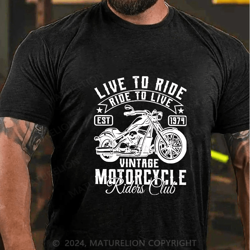 Maturelion Men's T-Shirt Live To Ride Cotton T-Shirt