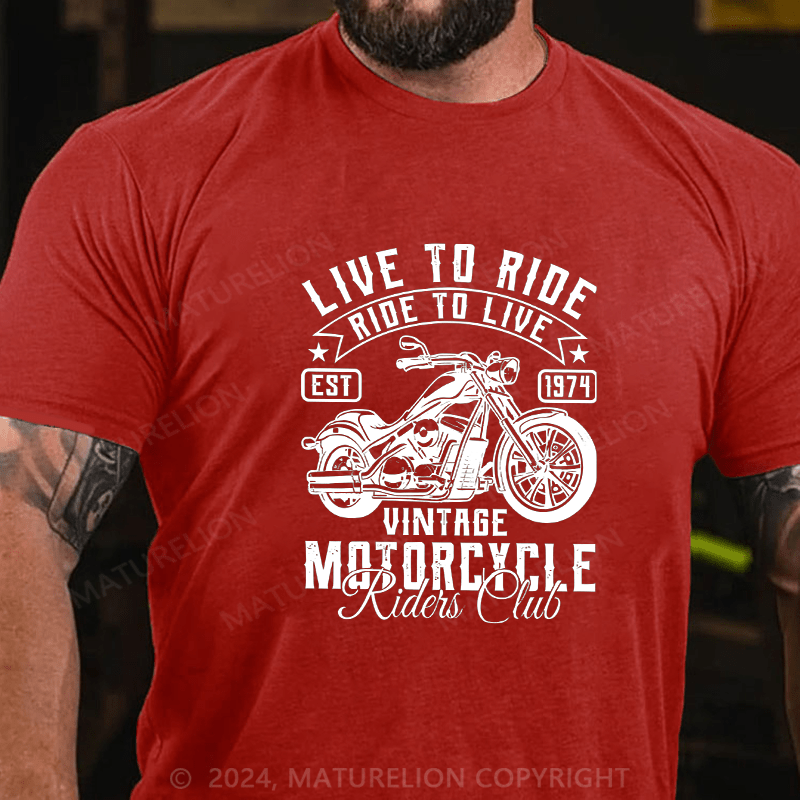 Maturelion Men's T-Shirt Live To Ride Cotton T-Shirt