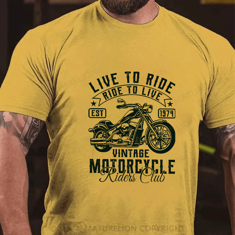 Maturelion Men's T-Shirt Live To Ride Cotton T-Shirt